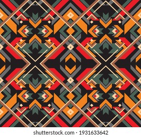 
Geometric ethnic pattern traditional Design for background,carpet,wallpaper,clothing,wrapping,Batik,fabric,sarong,Vector illustration embroidery style.