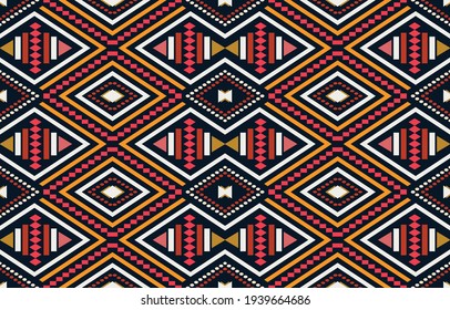 Geometrisches ethnisches Muster traditionelles Design für Hintergrund, Teppich, Tapete, Kleidung, Umhüllung, Batik, Stoff, Sarong, Stickerei Vektorgrafik Muster.