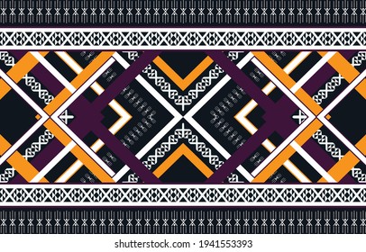 Patrón geométrico étnico tradicional Diseño para fondo, alfombra, papel pintado, ropa, envoltura, Batik, tela, sarong, Embroidery patrón de ilustración vectorial.