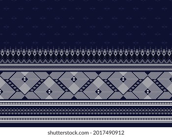 
Patrón geométrico étnico tradicional Diseño patrón utilizado para falda, alfombra, papel pintado, ropa, envoltura, batik, tela, ropa, moda, chapa azul oscuro Vector e ilustración estilo de textura bordado.e