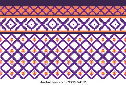 Geometric ethnic pattern traditional Design for background,carpet,wallpaper,clothing,wrapping,Batik,fabric,sarong,Vector illustration embroidery style.