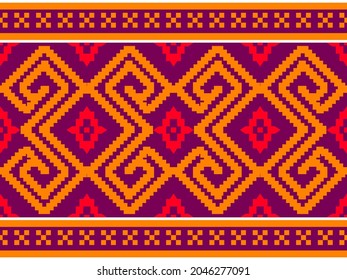 Patrón geométrico étnico tradicional Diseño para fondo, alfombra, papel pintado, ropa, envoltura, Batik, tela o sarong. Estilo de bordado de ilustración vectorial.