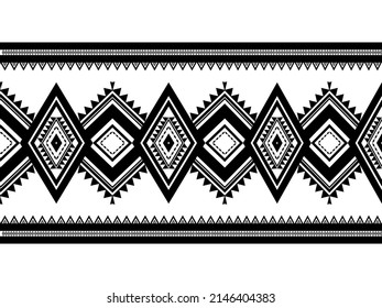 Patrón geométrico étnico tradicional Diseño para fondo, alfombra, papel pintado, ropa, envoltura, Batik, tela, sarong,Estilo de bordado de ilustración vectorial. Patrón inquebrantable étnico oriental.