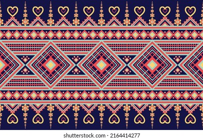 Geometric ethnic pattern traditional Design for background,carpet,wallpaper,clothing,wrapping,Batik,fabric,sarong,Vector illustration embroidery style.