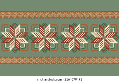 Patrón geométrico étnico tradicional Diseño para fondo, alfombra, papel pintado, ropa, envoltura, Batik, tela, sarong,Estilo de bordado de ilustración vectorial.