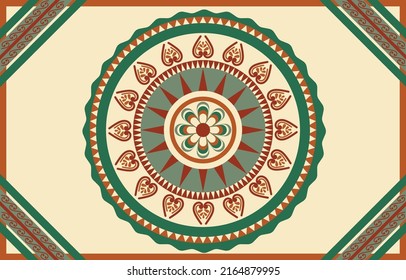 Geometric ethnic pattern traditional Design for background,carpet,wallpaper,clothing,wrapping,Batik,fabric,sarong,Vector illustration embroidery style.