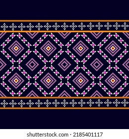 Patrón geométrico étnico tradicional Diseño para fondo, alfombra, papel pintado, ropa, envoltura, tela, ilustración vectorial estilo bordado.