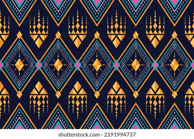 Geometric ethnic pattern traditional Design for background,carpet,wallpaper,clothing,wrapping,Batik,fabric,sarong,Vector illustration embroidery style.