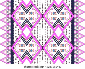Geometric ethnic pattern traditional Design for background,carpet,wallpaper,clothing,wrapping,Batik,fabric,sarong,Vector illustration embroidery style.