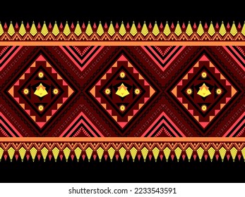 Patrón geométrico étnico tradicional Diseño para fondo, alfombra, papel pintado, ropa, envoltura, Batik, tela, sarong,Estilo de bordado de ilustración vectorial.