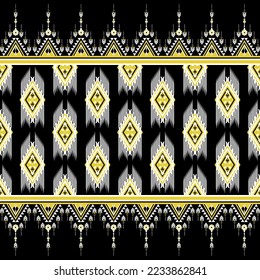 Geometric ethnic pattern traditional Design for background,carpet,wallpaper,clothing,wrapping,Batik,fabric,sarong,Vector illustration embroidery style.