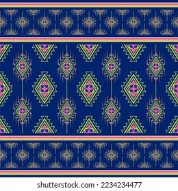Geometric ethnic pattern traditional Design for background,carpet,wallpaper,clothing,wrapping,Batik,fabric,sarong,Vector illustration embroidery style.