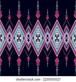 Geometric ethnic pattern traditional Design for background,carpet,wallpaper,clothing,wrapping,Batik,fabric,sarong,Vector illustration embroidery style.