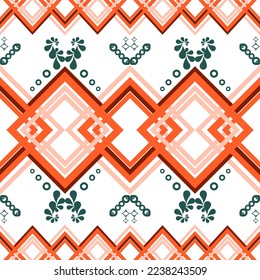 Patrón geométrico étnico tradicional Diseño para fondo, alfombra, papel pintado, ropa, envoltura, Batik, tela, sarong,Estilo de bordado de ilustración vectorial