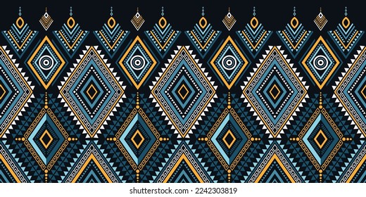 Patrón geométrico étnico tradicional Diseño para fondo, alfombra, papel pintado, ropa, envoltura, Batik, tela, sarong,Estilo de bordado de ilustración vectorial.