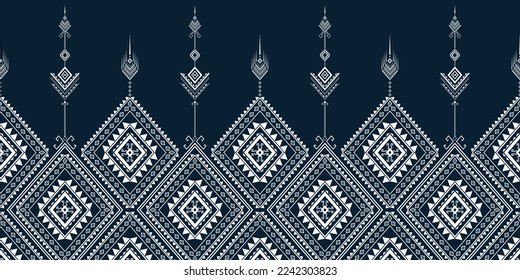 Geometric ethnic pattern traditional Design for background,carpet,wallpaper,clothing,wrapping,Batik,fabric,sarong,Vector illustration embroidery style.