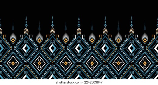 Patrón geométrico étnico tradicional Diseño para fondo, alfombra, papel pintado, ropa, envoltura, Batik, tela, sarong,Estilo de bordado de ilustración vectorial.