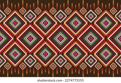 Patrón geométrico étnico tradicional Diseño para fondo, alfombra, papel pintado, ropa, envoltura, Batik, tela, sarong,Estilo de bordado de ilustración vectorial.