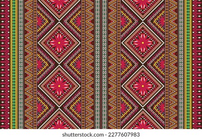 Geometric ethnic pattern traditional Design for background,carpet,wallpaper,clothing,wrapping,Batik,fabric,sarong,Vector illustration embroidery style.