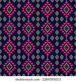 Geometric ethnic pattern traditional Design for background, carpet, wallpaper, clothing, wrapping, Batik, fabric, sarong,Vector illustration embroidery style.