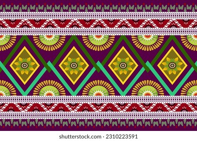 Geometric ethnic pattern traditional Design for background,carpet,wallpaper,clothing,wrapping,Batik,fabric,sarong,Vector illustration embroidery style.