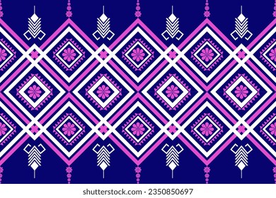 Geometric ethnic pattern traditional Design for background,carpet,wallpaper,clothing,wrapping,Batik,fabric,sarong,Vector illustration embroidery style.