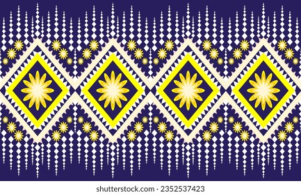 Patrón geométrico étnico tradicional Diseño para fondo, alfombra, papel pintado, ropa, envoltura, Batik, ilustración de tela estilo bordado.