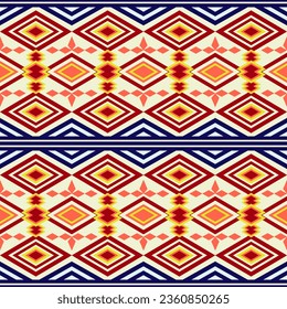 Geometric ethnic pattern traditional Design for carpet,wallpaper, clothing, wrapping,Batik, fabric, Vector illustration embroidery style.
