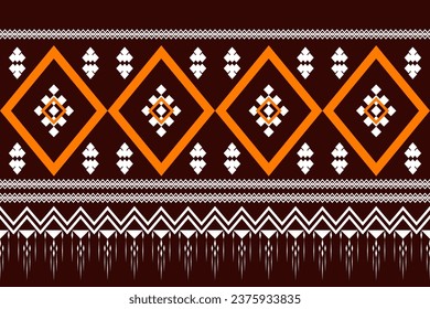 Patrón geométrico étnico tradicional Diseño para fondo, alfombra, papel pintado, ropa, envoltura, Batik, tela,Estilo de bordado de ilustración vectorial.