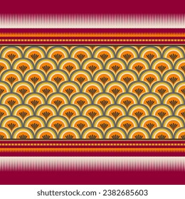 Geometric ethnic pattern traditional Design for background, carpet, wallpaper, clothing, wrapping, Batik, fabric, Vector illustration embroidery style.