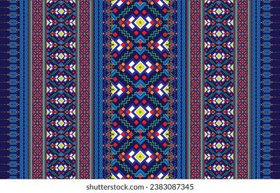Patrón geométrico étnico tradicional Diseño para fondo, alfombra, papel pintado, ropa, envoltura, Batik, tela, sarong,Estilo de bordado de ilustración vectorial.