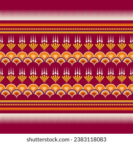 Geometric ethnic pattern traditional Design for background, carpet, wallpaper, clothing, wrapping, Batik, fabric, Vector illustration embroidery style.