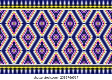 Geometric ethnic pattern traditional Design for background, carpet, wallpaper, clothing, wrapping, Batik, fabric, Vector illustration embroidery style.