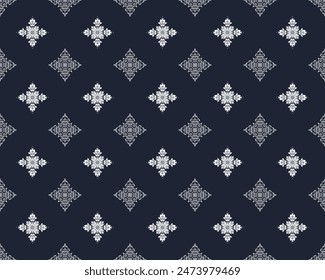 Geometric ethnic pattern traditional Design for background, carpet, wallpaper, clothing, wrapping, Batik, fabric, sarong, Vector illustration embroidery style.