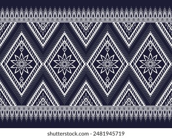 Geometric ethnic pattern traditional Design for background,carpet,wallpaper,clothing,wrapping,Batik,fabric,sarong,Vector illustration embroidery style.