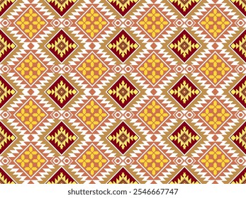 Geometric ethnic pattern traditional Design for background, carpet, wallpaper, clothing, wrapping, Batik, fabric, sarong, Vector illustration embroidery style.