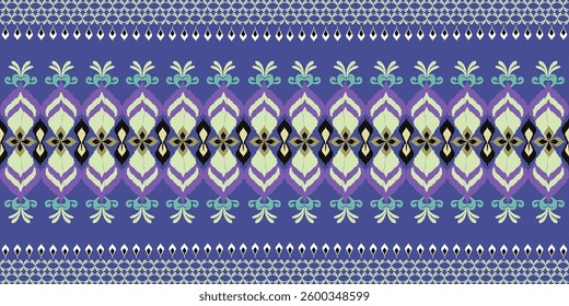 Geometric ethnic pattern traditional design for background, carpet, wallpaper, clothing, wrapping, batik, fabric, vector ikat illustration embroidery style.
