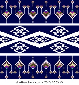 Diseño tradicional de patrón étnico geométrico para el fondo, alfombra, Fondo de pantalla, ropa, envoltura, Batik, tela, estilo de bordado de Ilustración vectorial.