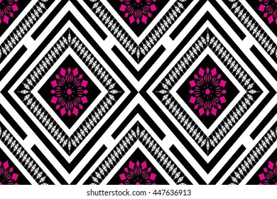 Geometric ethnic pattern traditional Design for background,carpet,wallpaper,clothing,wrapping,Batik,fabric,sarong,Vector illustration embroidery style.