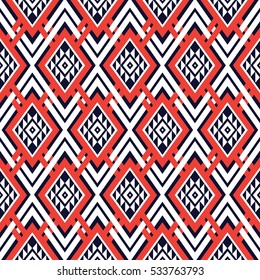 Geometric ethnic pattern traditional Design for background,carpet,wallpaper,clothing,wrapping,Batik,fabric,sarong,Vector illustration embroidery style.
