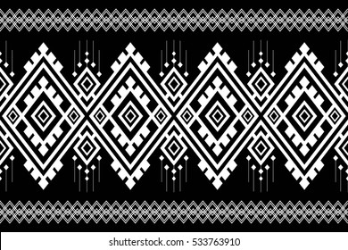 Geometric ethnic pattern traditional Design for background,carpet,wallpaper,clothing,wrapping,Batik,fabric,sarong,Vector illustration embroidery style.