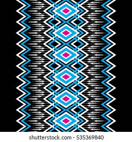 Geometric ethnic pattern traditional Design for background,carpet,wallpaper,clothing,wrapping,Batik,fabric,sarong,Vector illustration embroidery style.