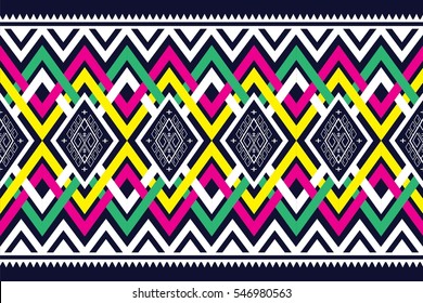 Geometric ethnic pattern traditional Design for background,carpet,wallpaper,clothing,wrapping,Batik,fabric,sarong,Vector illustration embroidery style.