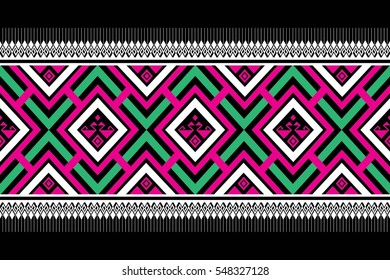 Geometric ethnic pattern traditional Design for background,carpet,wallpaper,clothing,wrapping,Batik,fabric,sarong,Vector illustration embroidery style.