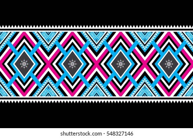 Geometric ethnic pattern traditional Design for background,carpet,wallpaper,clothing,wrapping,Batik,fabric,sarong,Vector illustration embroidery style.