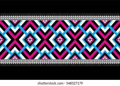Geometric ethnic pattern traditional Design for background,carpet,wallpaper,clothing,wrapping,Batik,fabric,sarong,Vector illustration embroidery style.