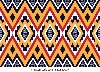 Geometric ethnic pattern traditional Design for background,carpet,wallpaper,clothing,wrapping,Batik,fabric,sarong,Vector illustration embroidery style.