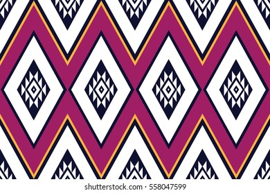 Geometric ethnic pattern traditional Design for background,carpet,wallpaper,clothing,wrapping,Batik,fabric,sarong,Vector illustration embroidery style.