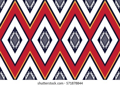 Geometric ethnic pattern traditional Design for background,carpet,wallpaper,clothing,wrapping,Batik,fabric,sarong,Vector illustration embroidery style.
