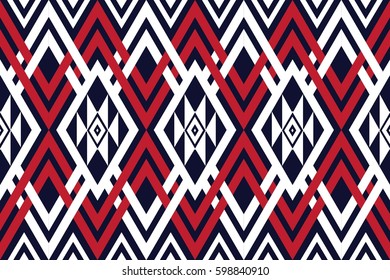 Geometric ethnic pattern traditional Design for background,carpet,wallpaper,clothing,wrapping,Batik,fabric,sarong,Vector illustration embroidery style.